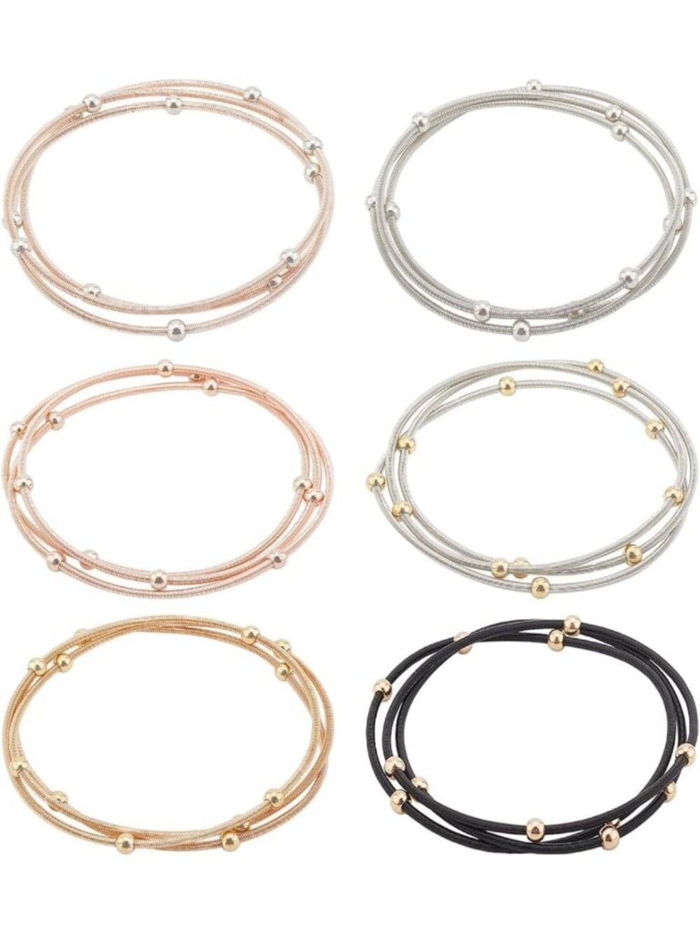 Colorful 18Pcs Guitar String Bracelets - Stackable Titanium Steel Beaded Jewelry